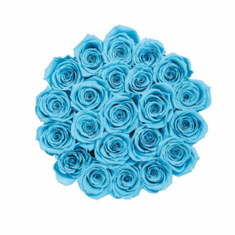 21 синяя роз в шляпной коробке
